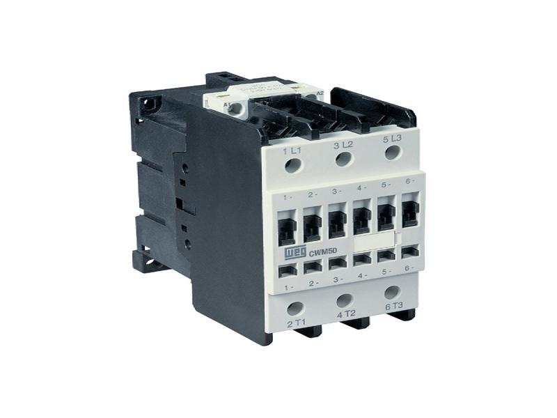 WEG IEC Contactor, 50 Amps, 180VAC 50Hz/208VAC 60Hz Coil