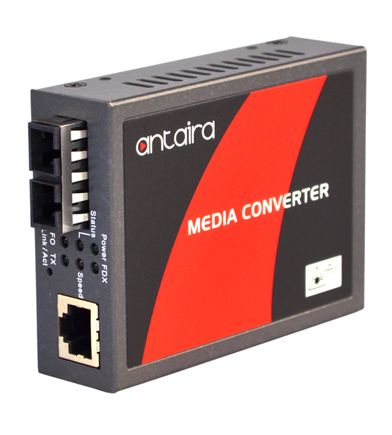 Antaira 10/100/1000TX To 1000LX Media Converter, Single-Mode 10km, with SC Connector.