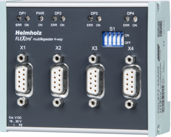 Helmholz FLEXtra multiRepeater 4-way
Data rates of 9.6 kbps to 12 Mbps