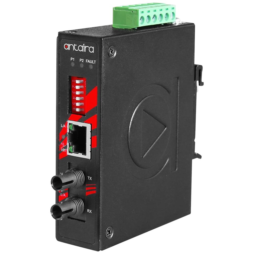 Antaira Compact 10/100TX To 100FX PoE  Media Converter, Multi-Mode  ST Connector