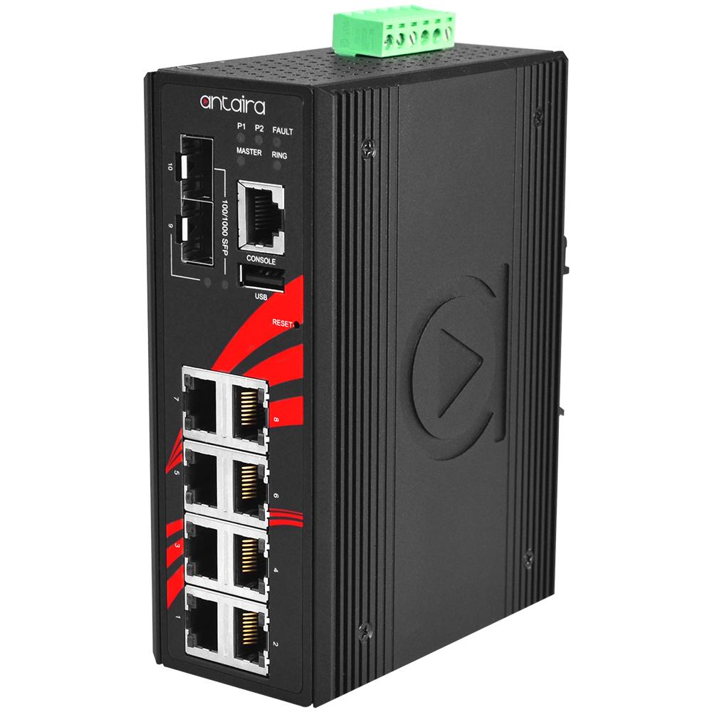 Antaira 10-Port Industrial PoE  Managed Ethernet Switch