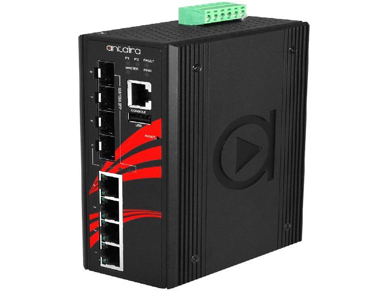 Antaira 8-Port Gigabit Managed Ethernet Switch With Fiber Optics SFP Slots EOT: -40° ~ 75°C