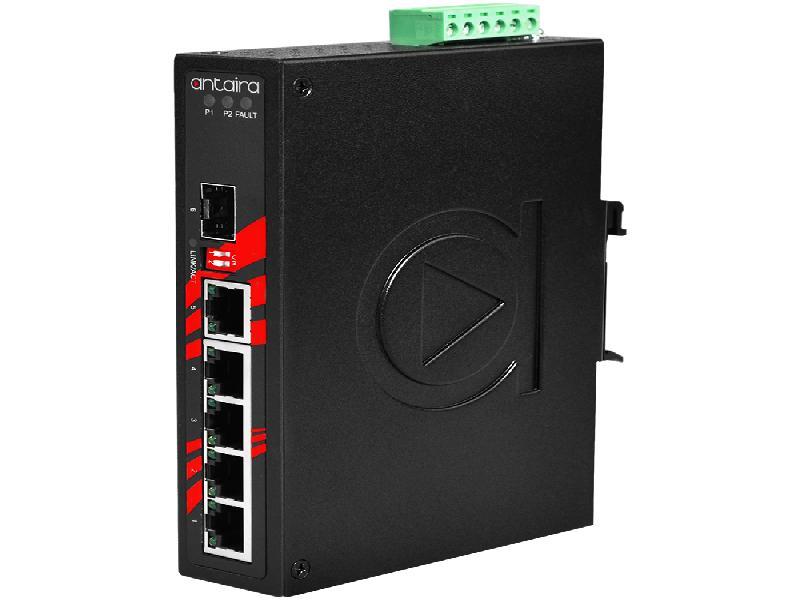 Antaira 6-Port Industrial Unmanaged Ethernet Switch, w/5*10/100/1000Tx   1*100/1000 SFP Slot