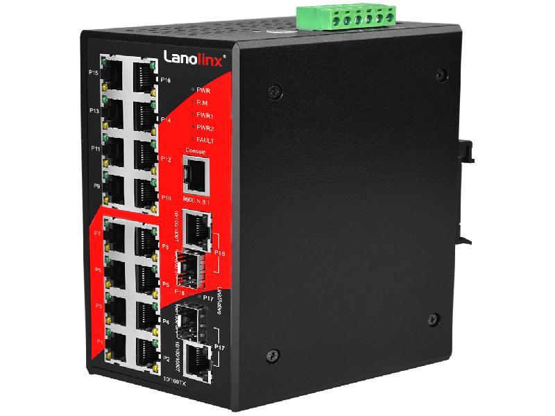 Antaira 18-Port Industrial Managed Ethernet Switch, w/16*10/100Tx   2*GigE Combo Ports