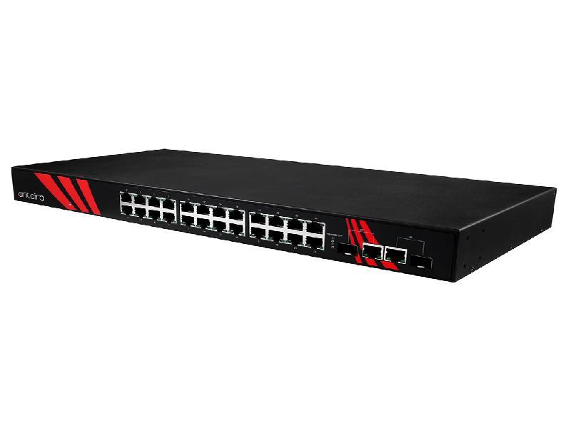 Antaira 26-Port Industrial 1U 19" Rackmount Gigabit Unmanaged Ethernet Switch SFP Slots