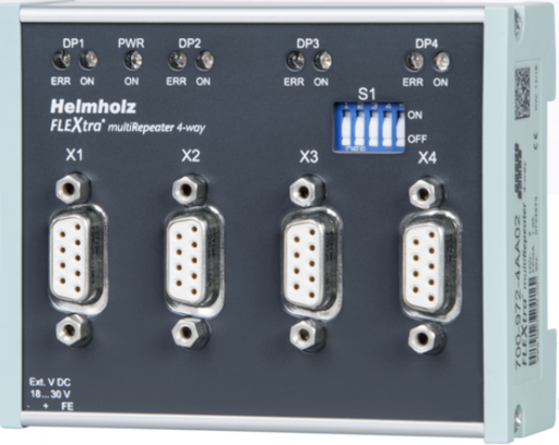 [700-972-4AA02] Helmholz FLEXtra multiRepeater 4-way
Data rates of 9.6 kbps to 12 Mbps