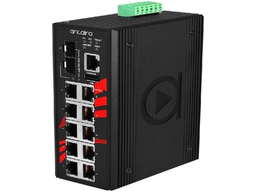 [LMX-1202G-SFP-T] Antaira 12-Port Industrial Gigabit Managed Ethernet Switch with SFP Slots EOT: -40° ~ 75°C