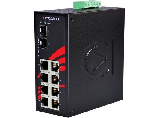 [LNX-0802C-SFP] Antaira 8-Port Industrial Unmanaged Ethernet Switch 10/100/1000 RJ45 2*100/1000 SFP