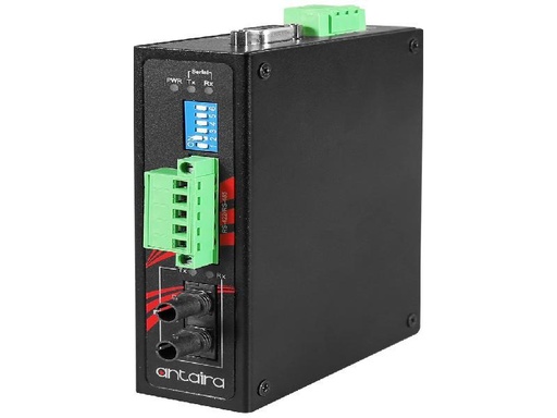 [STF-401C-TS30-T] Antaira Industrial Compact RS-232/422/485 To Fiber Converter Single-Mode with ST Connector EOT: -40° ~ 70°C